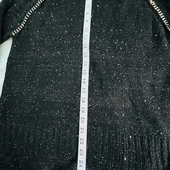 Agaci Women's Black Sweater with Gold Chain Detail and Sequins. Brand new NWOT - Picture 1 of 6